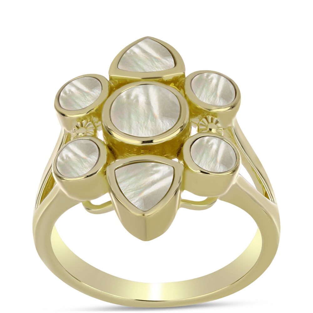 Pierścionek srebrny pozłacany z matką pereł 3 