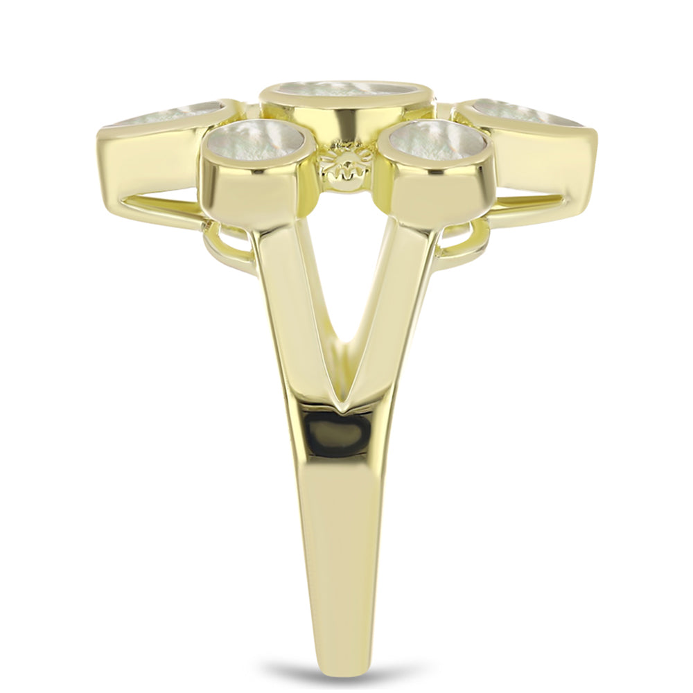 Pierścionek srebrny pozłacany z matką pereł