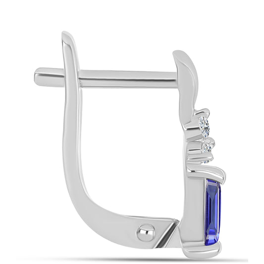 Kolczyki ze srebra próbe 925 z tanzanitem klasy AAA i białym topazem