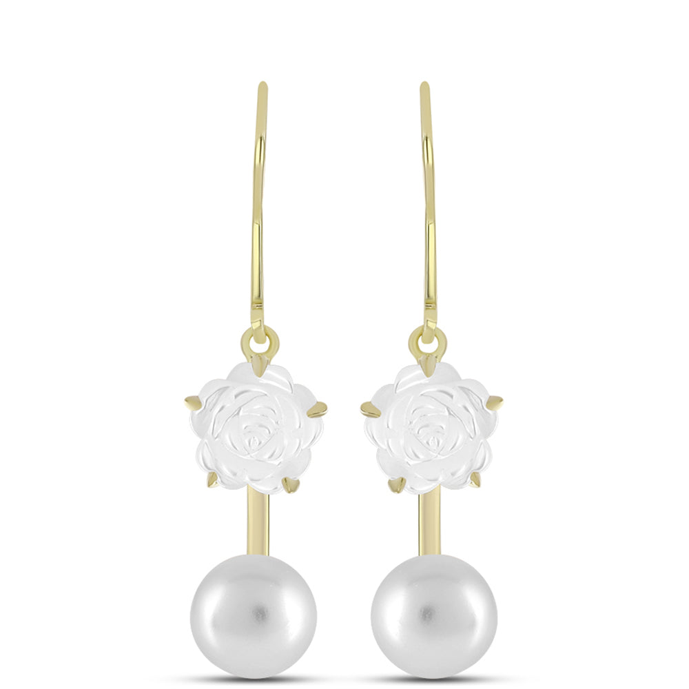 Kolczyki srebrne pozłacane z matką pereł i białą perłą słodkowodną 1 