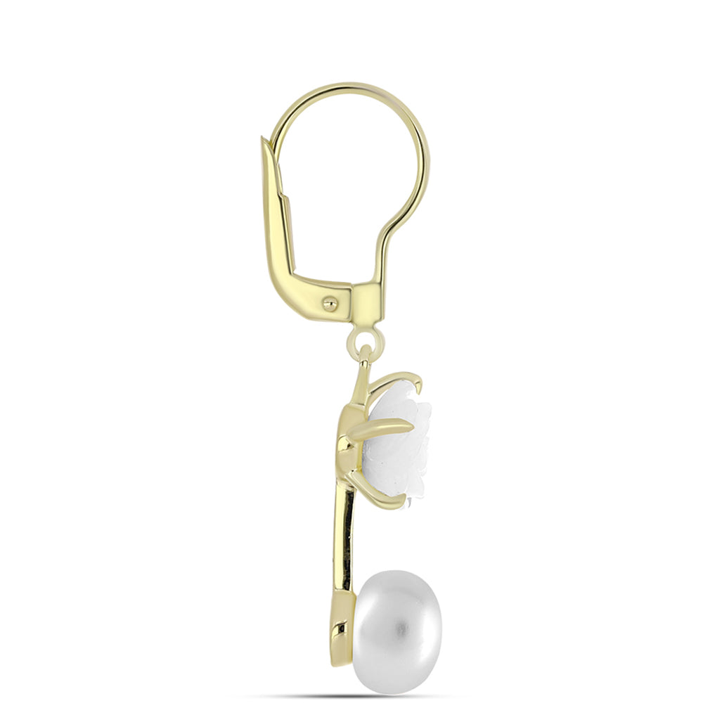 Kolczyki srebrne pozłacane z matką pereł i białą perłą słodkowodną 2 