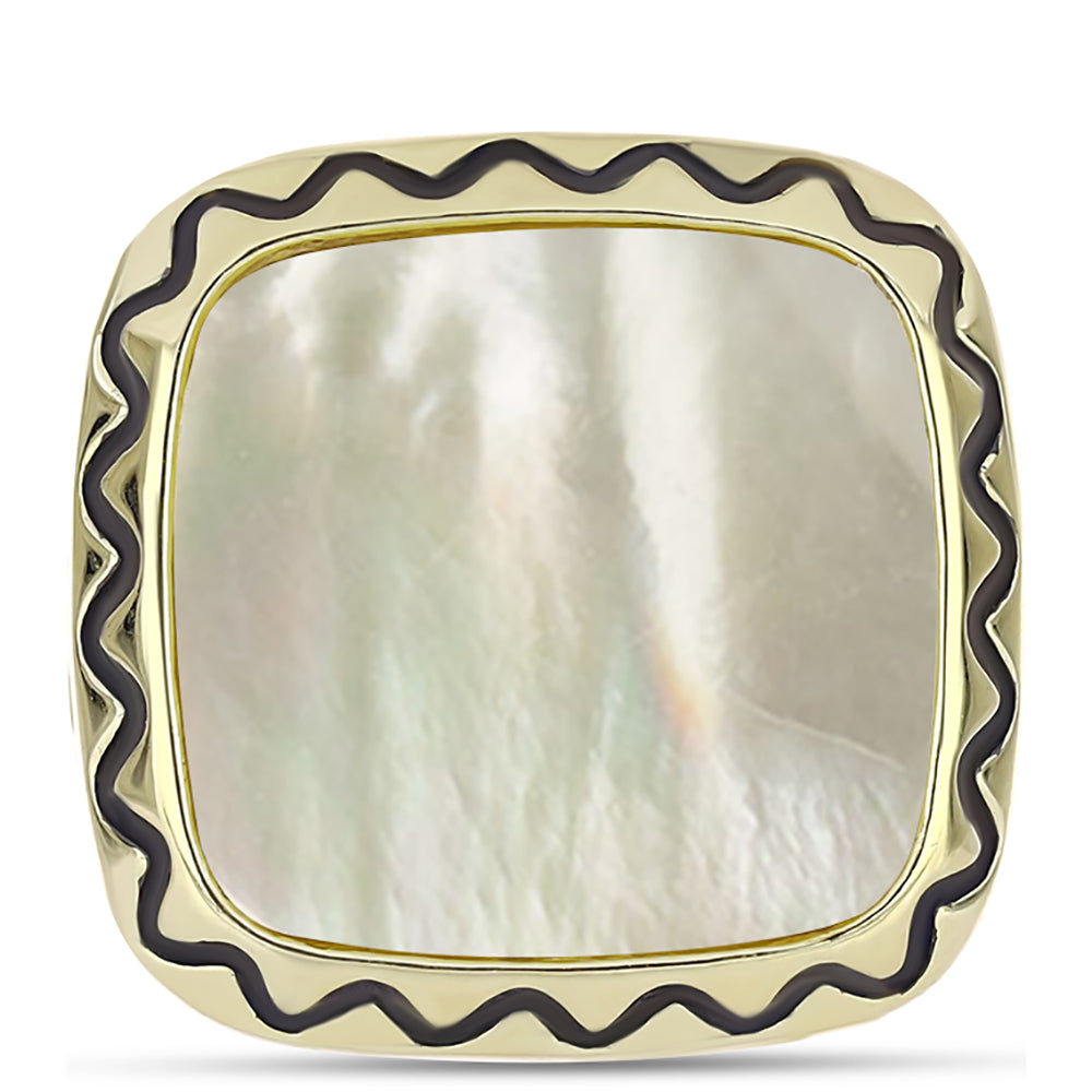 Pierścionek srebrny pozłacany z matką pereł