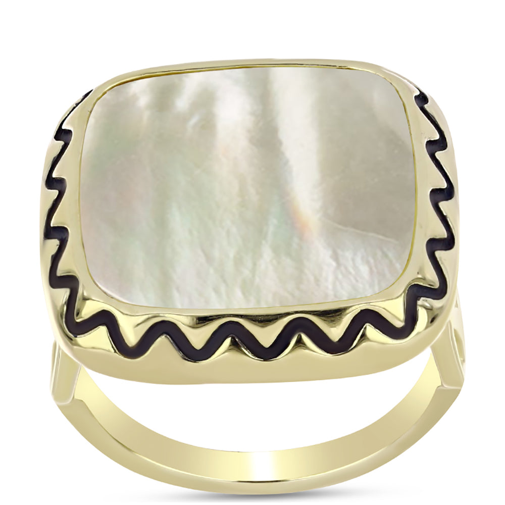 Pierścionek srebrny pozłacany z matką pereł 3 