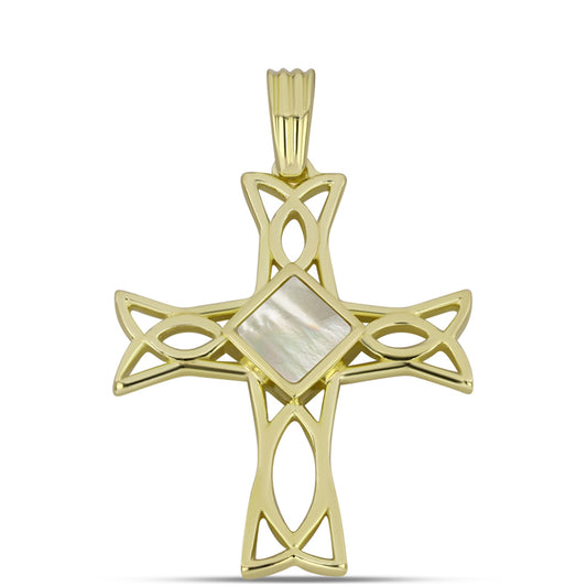 Zawieszka srebrna pozłacana z matką pereł