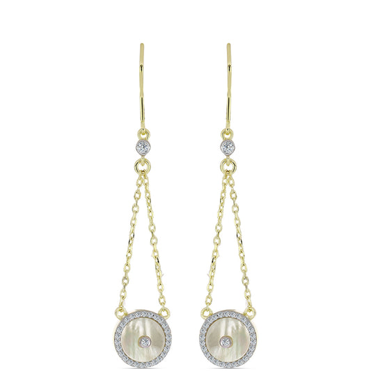 Kolczyki srebrne pozłacane z matką pereł i białym topazem