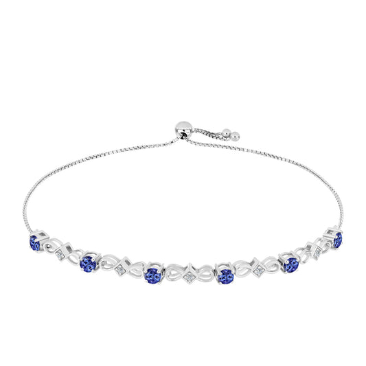 Bransoletka ze srebra próba 925 z tanzanitem klasy AAA i białym topazem
