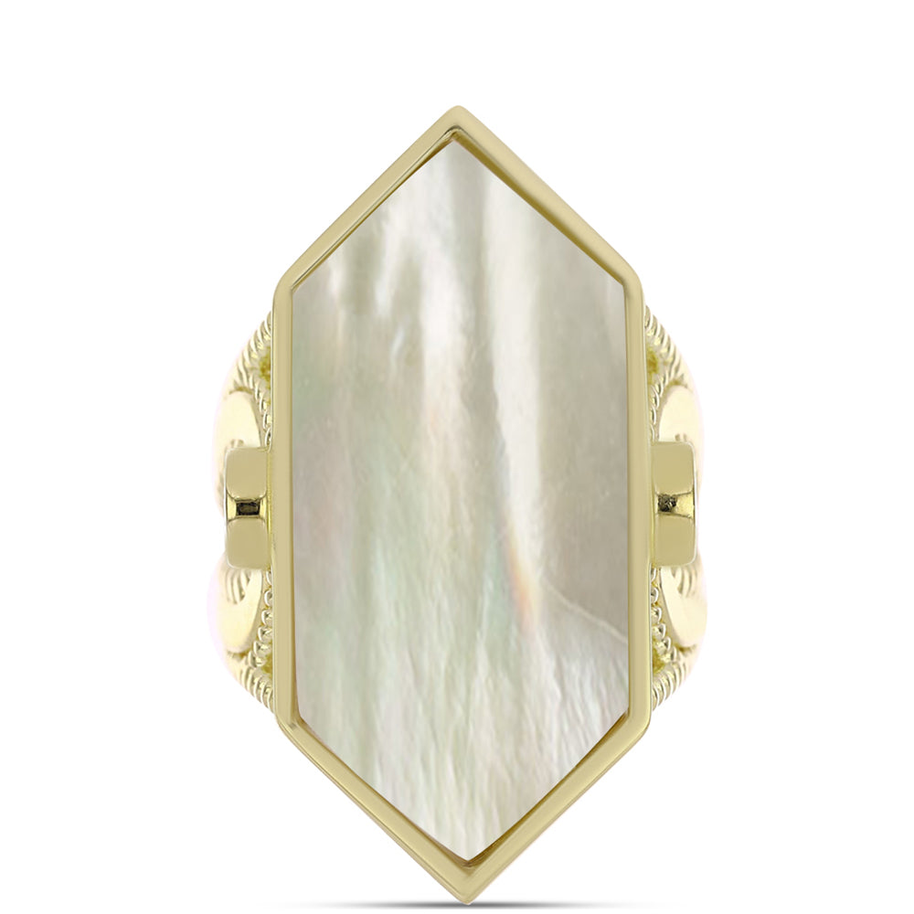 Pierścionek srebrny pozłacany z matką pereł