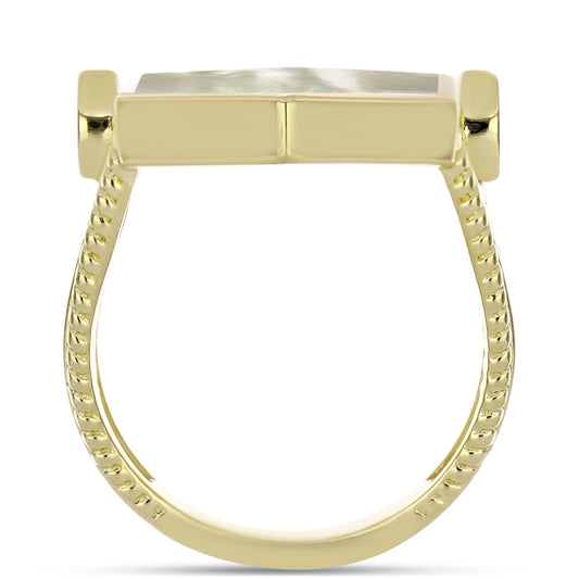 Pierścionek srebrny pozłacany z matką pereł