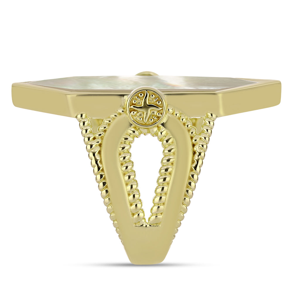 Pierścionek srebrny pozłacany z matką pereł 4 