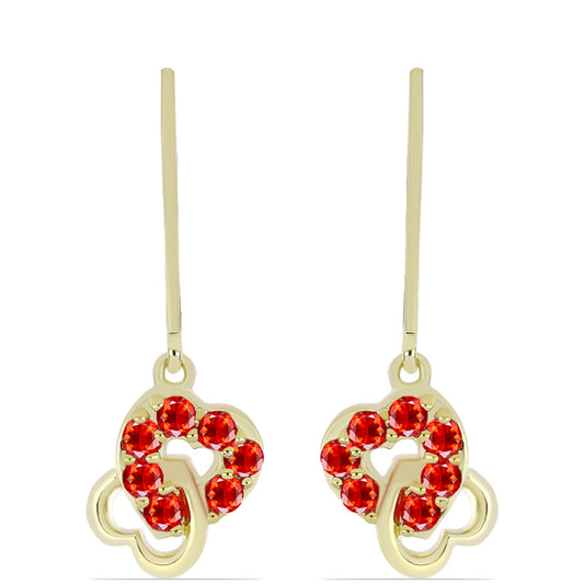 Kolczyki srebrne pozłacane z czerwonym opalem etiopskim