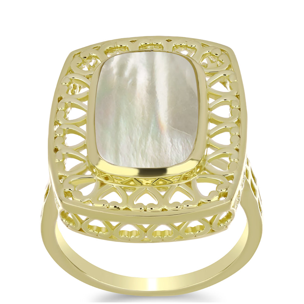 Pierścionek srebrny pozłacany z matką pereł