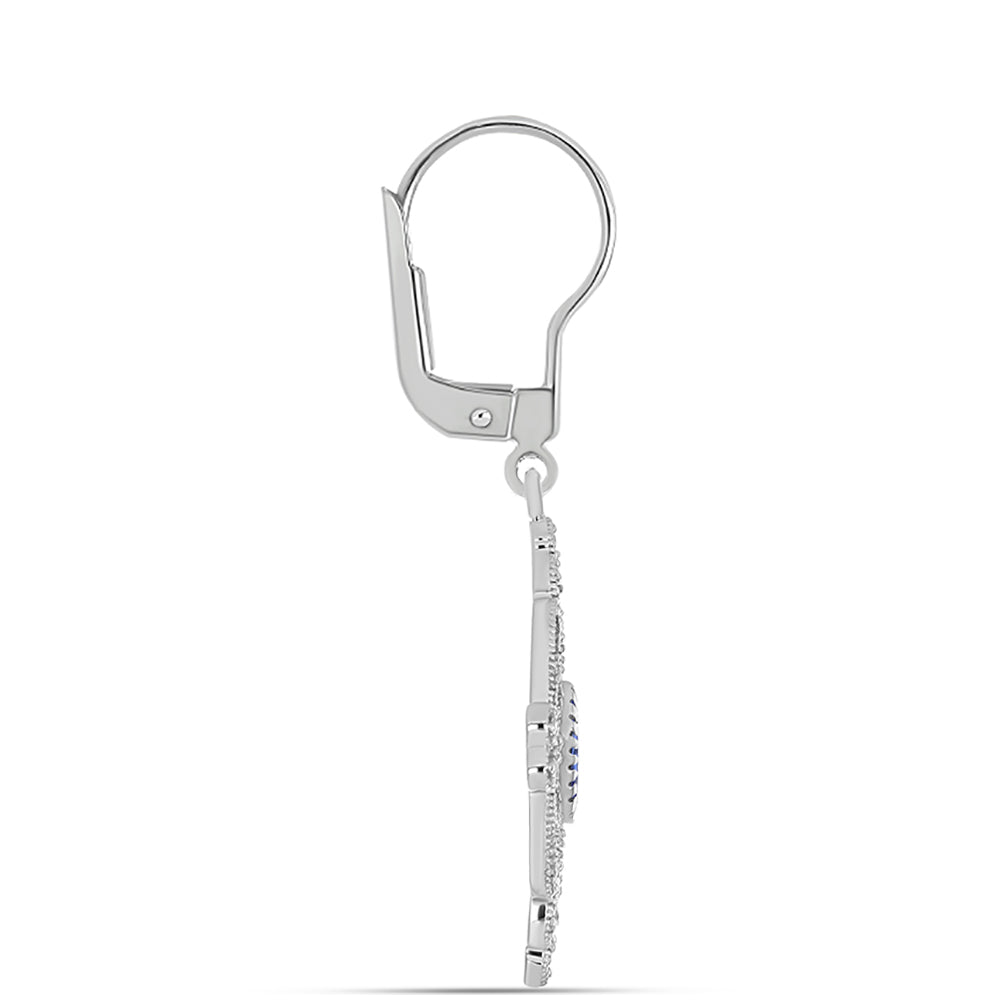 Kolczyki ze srebra próbe 925 z tanzanitem klasy AAA i białym topazem 2 