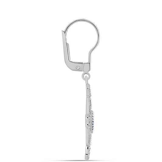 Kolczyki ze srebra próbe 925 z tanzanitem klasy AAA i białym topazem