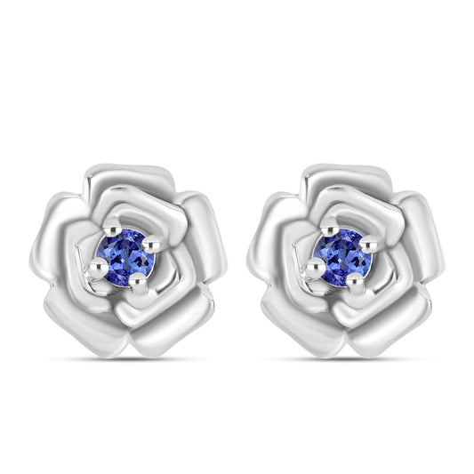 Kolczyki ze srebra próbe 925 z tanzanitem klasy AAA