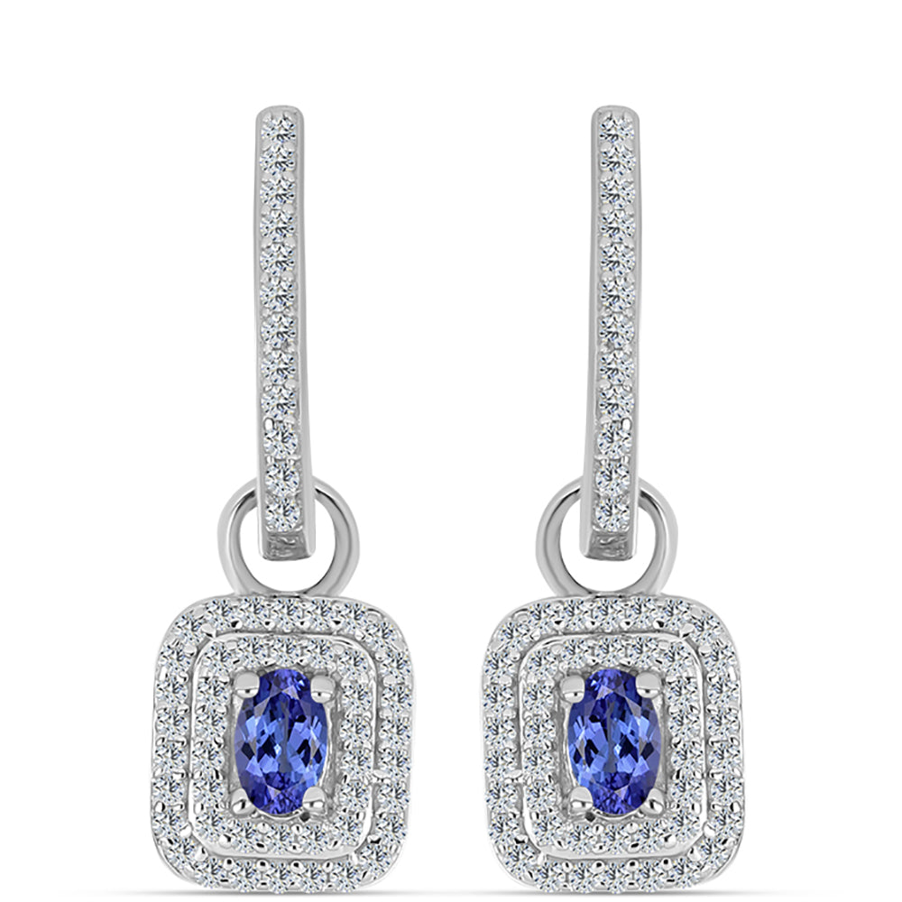 Kolczyki ze srebra próbe 925 z tanzanitem klasy AAA i białym topazem 1 