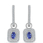 Kolczyki ze srebra próbe 925 z tanzanitem klasy AAA i białym topazem
