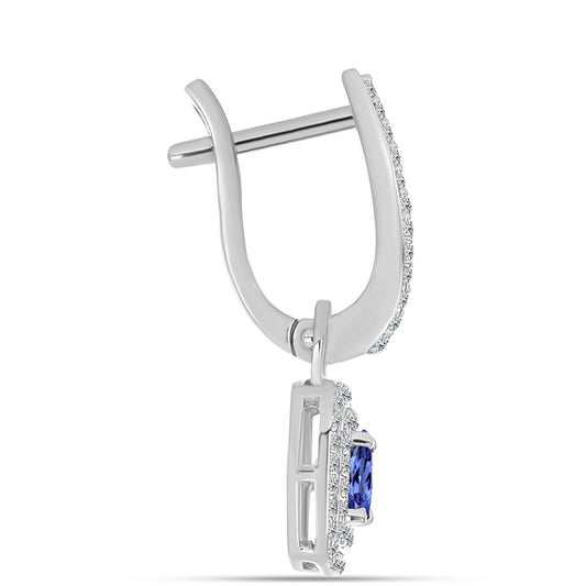 Kolczyki ze srebra próbe 925 z tanzanitem klasy AAA i białym topazem