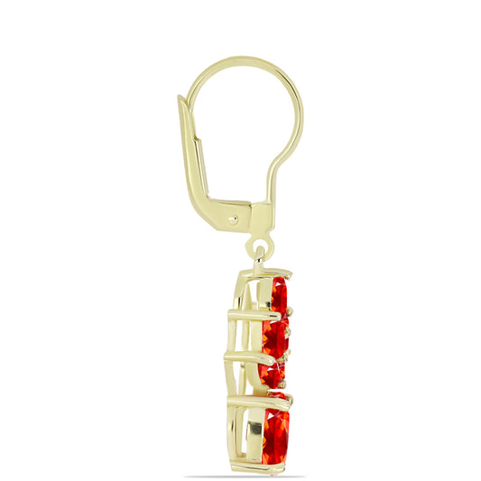 Kolczyki srebrne pozłacane z czerwonym opalem etiopskim i białym topazem