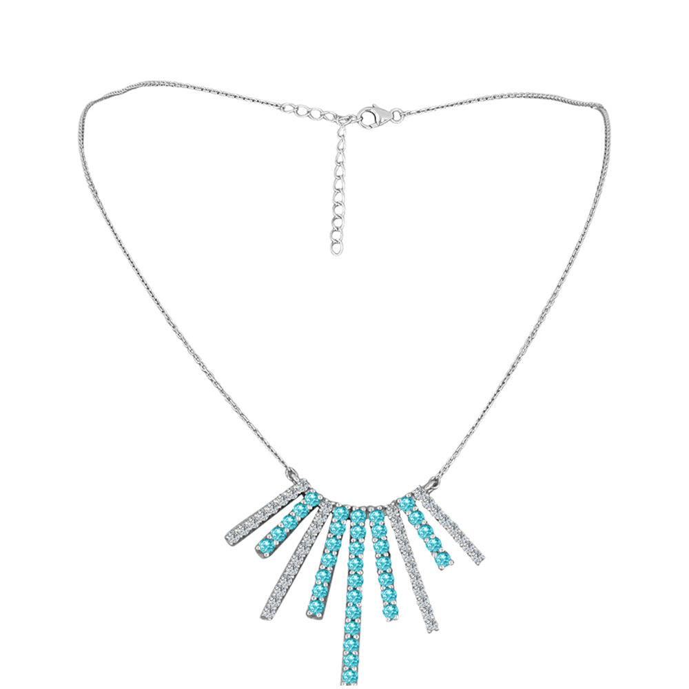 Naszyjnik ze srebra próby 925 z kwarcem Paraiba i białym topazem 1 