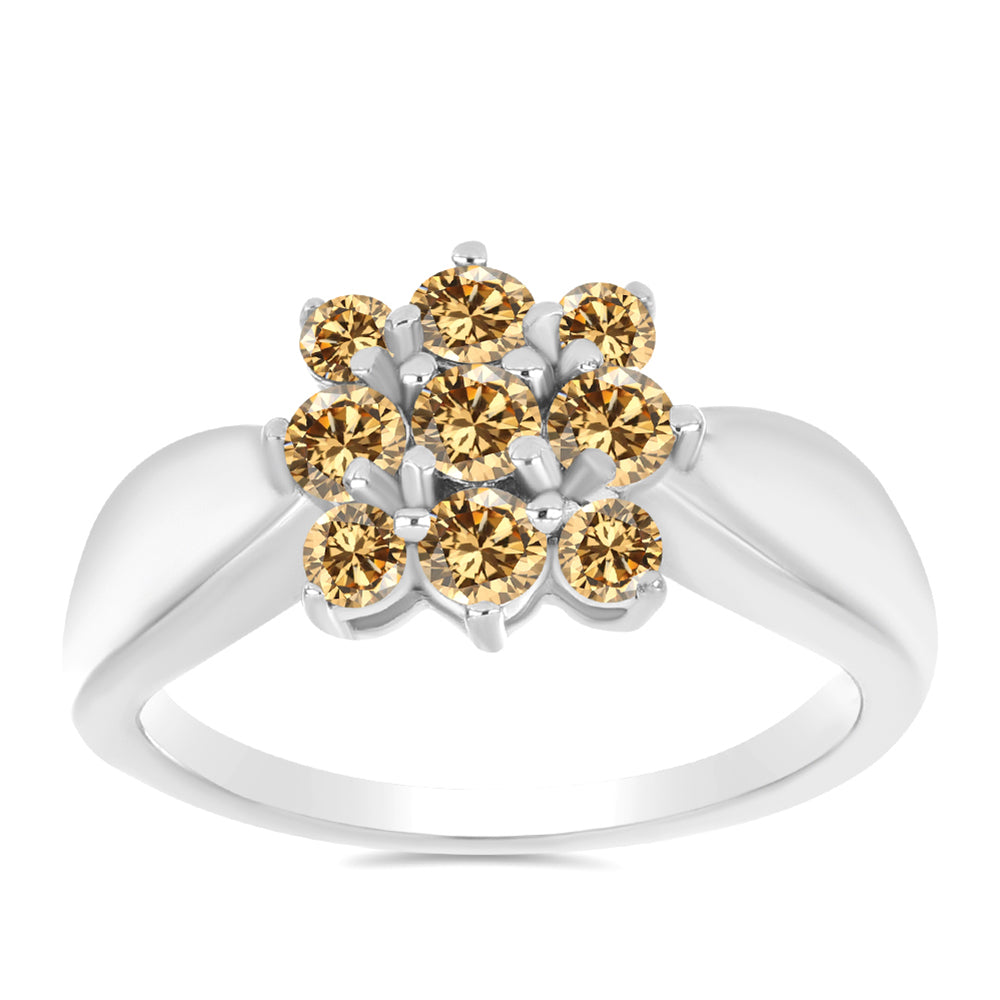 Pierścionek ze srebra próby 925 z szampańskim mossanitem 3 