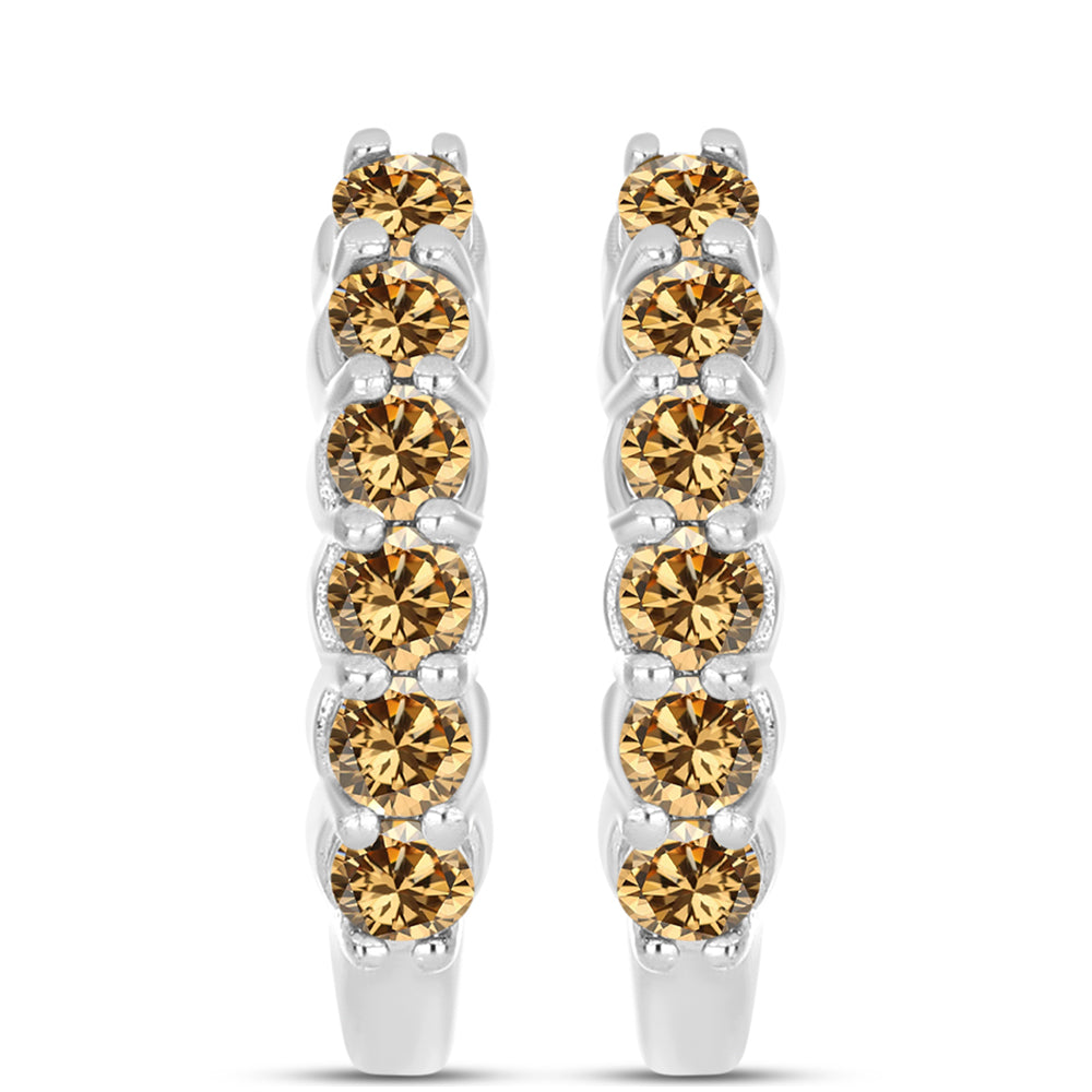 Kolczyki ze srebra próbe 925 z szampańskim mossanitem 1 