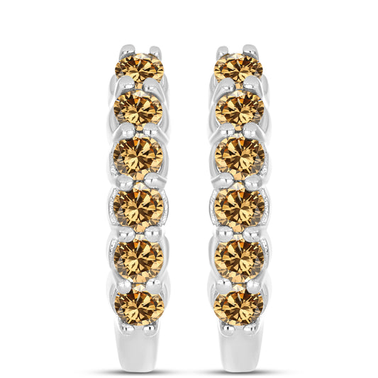 Kolczyki ze srebra próbe 925 z szampańskim mossanitem