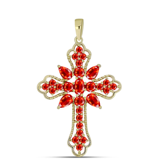 Zawieszka srebrna pozłacana z czerwonym opalem etiopskim