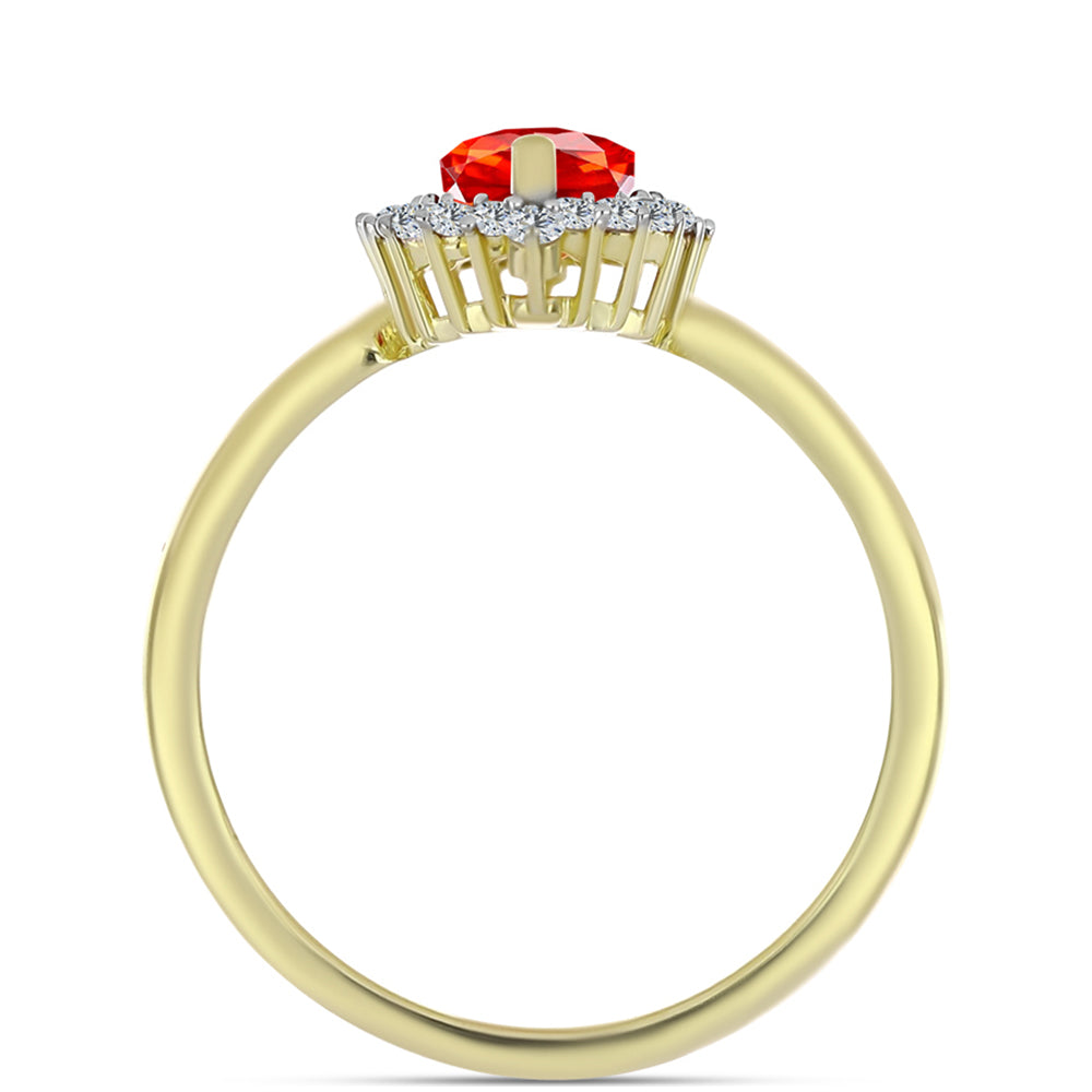 Pierścionek srebrny pozłacany z czerwonym opalem etiopskim i białym topazem