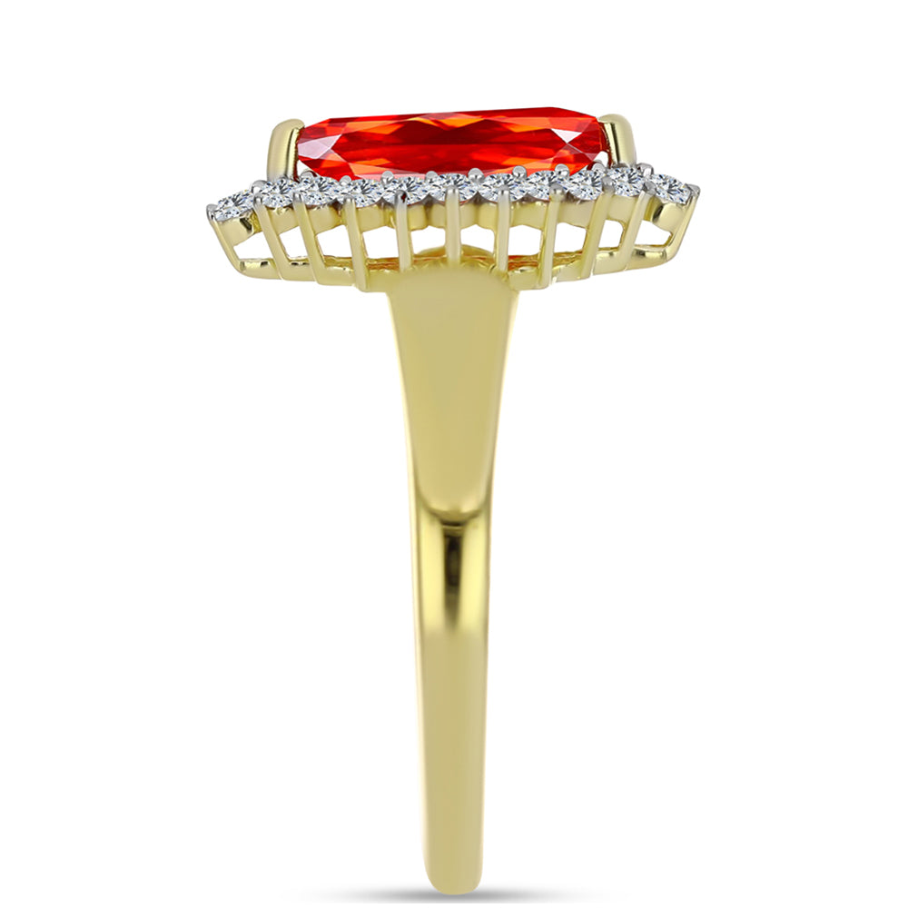 Pierścionek srebrny pozłacany z czerwonym opalem etiopskim i białym topazem 4 