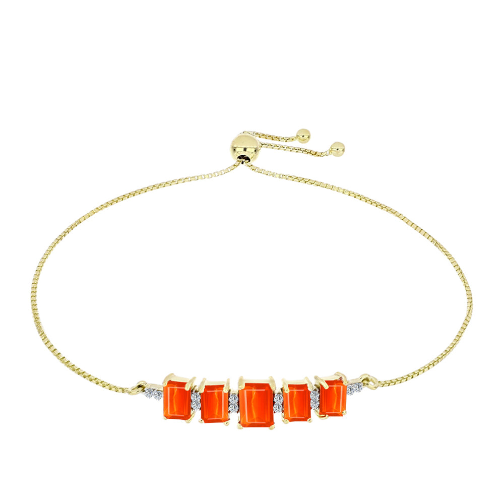 Bransoletka srebrna pozłacana z czerwonym opalem etiopskim i białym topazem 1 