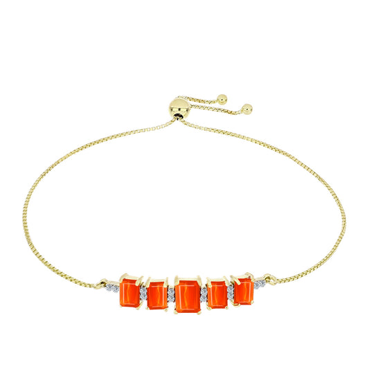 Bransoletka srebrna pozłacana z czerwonym opalem etiopskim i białym topazem