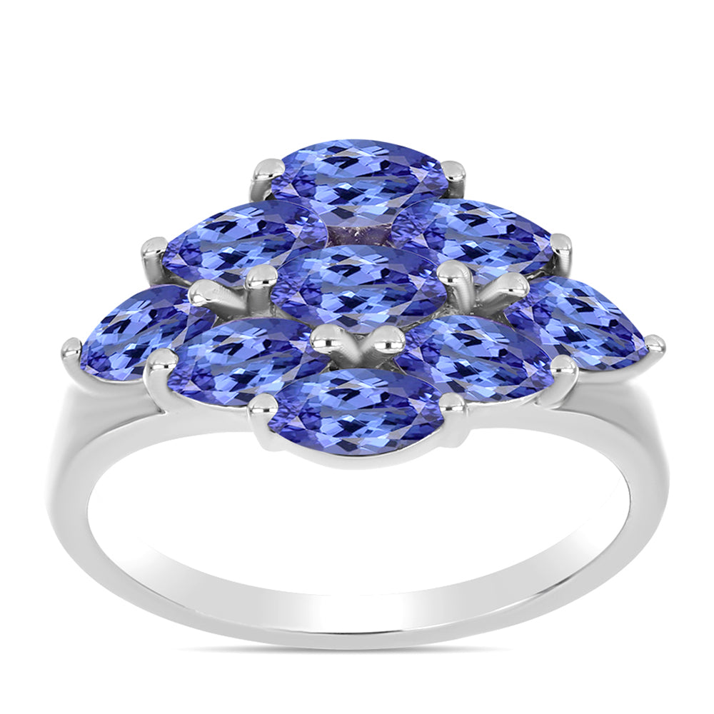 Pierścionek ze srebra próby 925 z tanzanitem klasy AAA