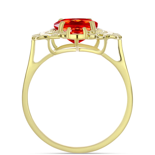 Pierścionek srebrny pozłacany z czerwonym opalem etiopskim