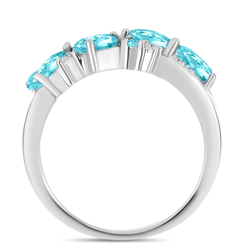 Pierścionek ze srebra próby 925 z kwarcem Paraiba i białym topazem 2 