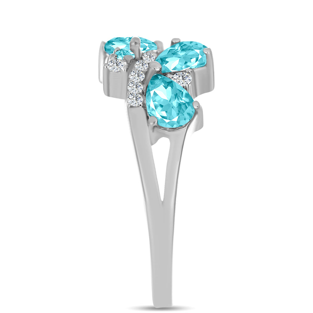 Pierścionek ze srebra próby 925 z kwarcem Paraiba i białym topazem 4 