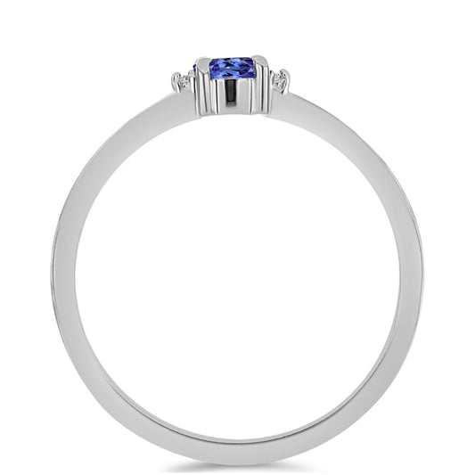 Pierścionek ze srebra próby 925 z tanzanitem klasy AAA i białym topazem