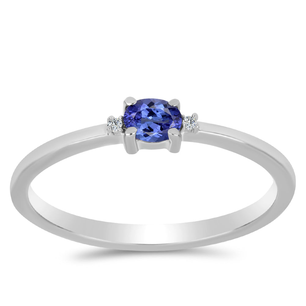 Pierścionek ze srebra próby 925 z tanzanitem klasy AAA i białym topazem
