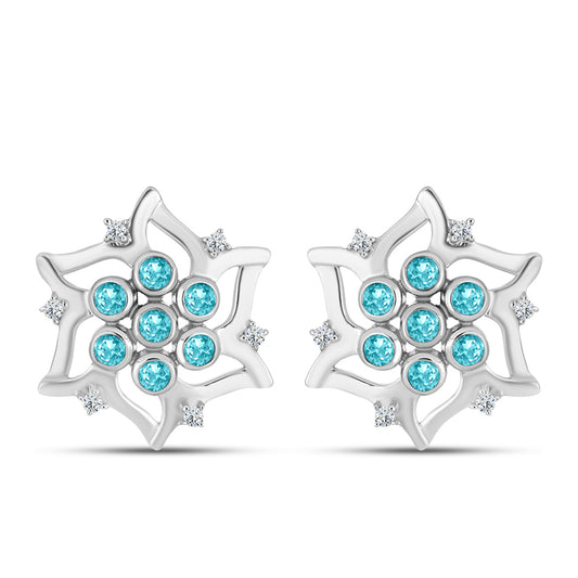 Kolczyki ze srebra próbe 925 z kwarcem Paraiba i białym topazem