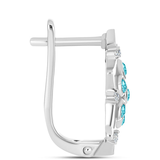 Kolczyki ze srebra próbe 925 z kwarcem Paraiba i białym topazem