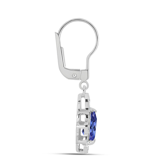 Kolczyki ze srebra próbe 925 z tanzanitem klasy AAA i białym topazem