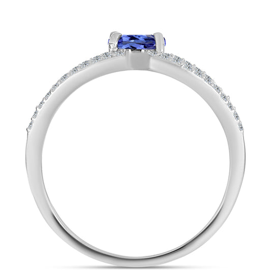 Pierścionek ze srebra próby 925 z tanzanitem klasy AAA i białym topazem