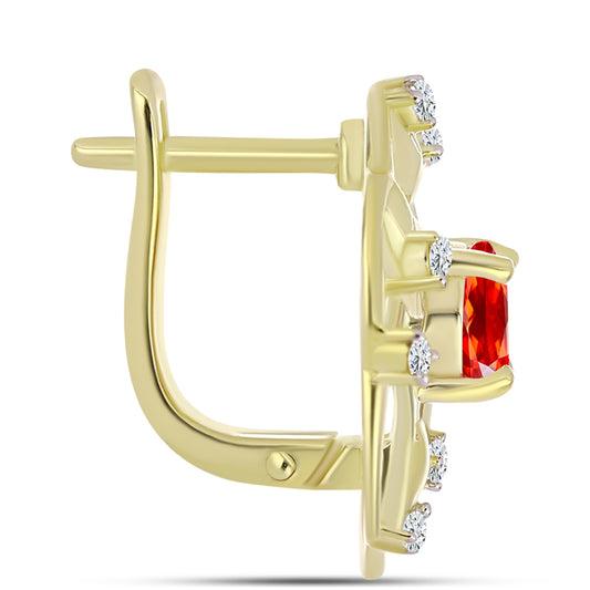 Kolczyki srebrne pozłacane z czerwonym opalem etiopskim i białym topazem