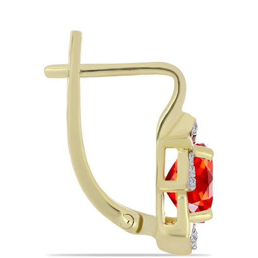 Kolczyki srebrne pozłacane z czerwonym opalem etiopskim i białym topazem
