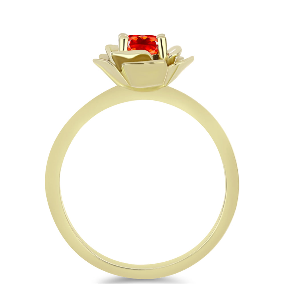 Pierścionek srebrny pozłacany z czerwonym opalem etiopskim