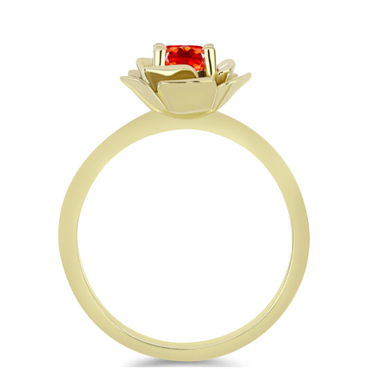 Pierścionek srebrny pozłacany z czerwonym opalem etiopskim