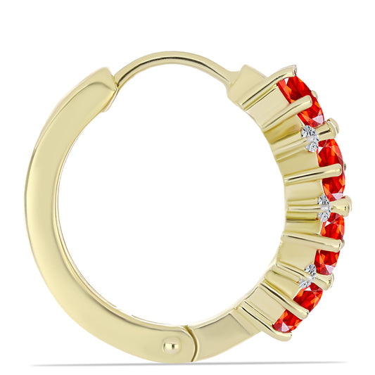 Kolczyki srebrne pozłacane z czerwonym opalem etiopskim i białym topazem