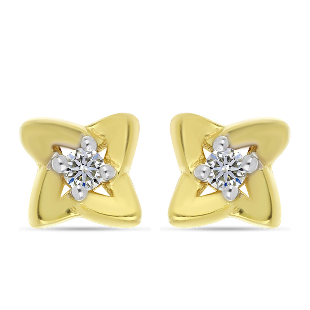 Kolczyki srebrne pozłacane z białym diamentem 1 