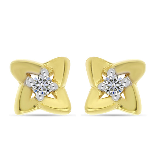 Kolczyki srebrne pozłacane z białym diamentem