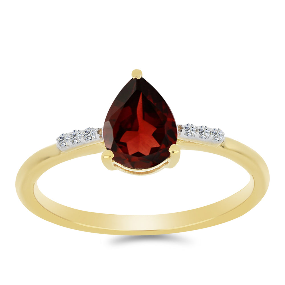 Pierścionek srebrny pozłacany z granatem i białym cyrkonem 3 