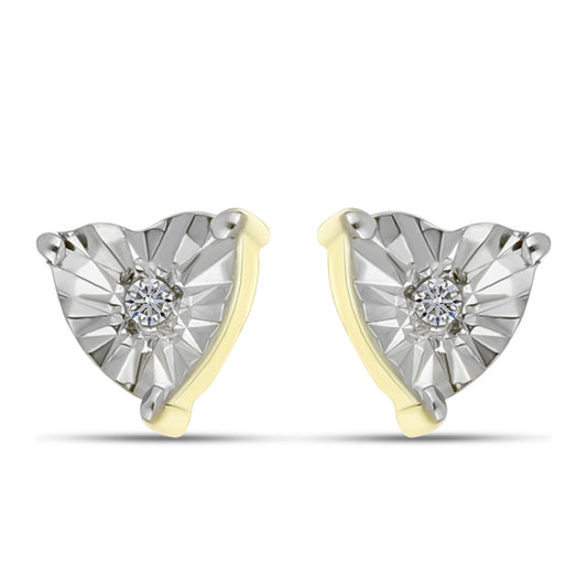 Kolczyki srebrne pozłacane z białym diamentem